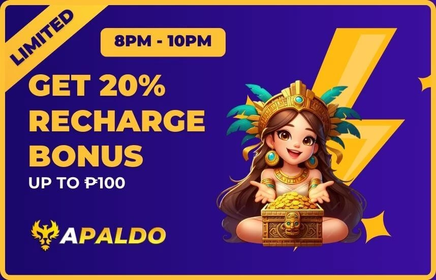 Apaldo 8pm hanggang 10pm limited time 20% recharge bonus cover
